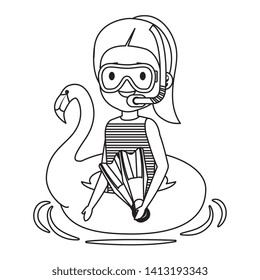 little girl with flemish float and snorkel