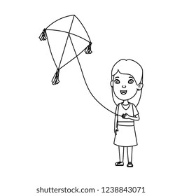 little girl flying kite