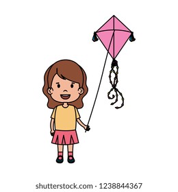 little girl flying kite