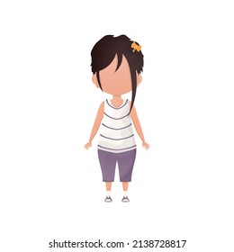 Little girl in full growth. Isolated. Vector.