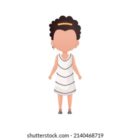 Little girl in full growth. Isolated. Vector.