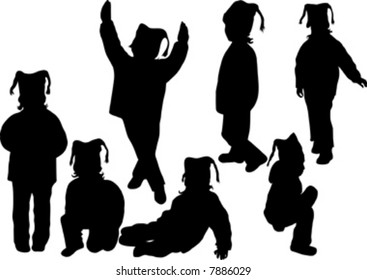 little girl with funny cap silhouette