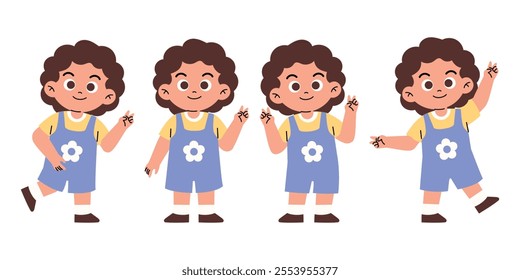 Little Girl Giving Peace Sign Gesture	