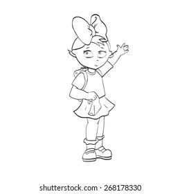 little girl goes to school vector