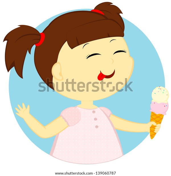 Little Girl Going Eat Ice Cream Stock Vector (Royalty Free) 139060787 ...