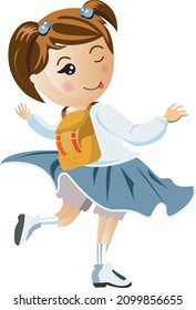 Little girl going school vector art
