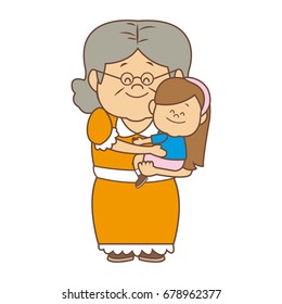 little girl and grandmother together family