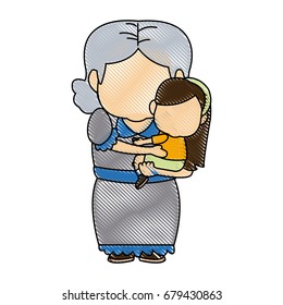 little girl and grandmother together family