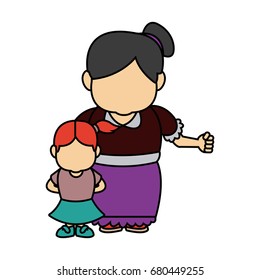 little girl and grandmother together family