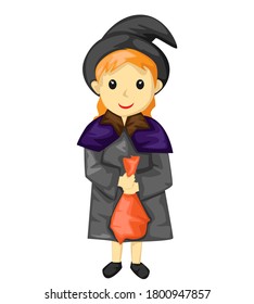 little girl in Halloween day and Vector picture