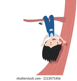 kid climbing tree cartoon
