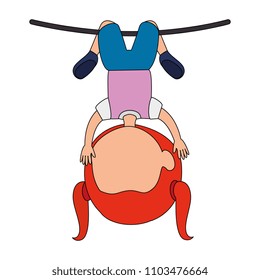 little girl hanging in rope character