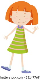 Little girl with happy face waving illustration