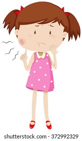 Little girl having mumps illustration