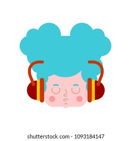 Little girl with headphones on face. Vector illustration
