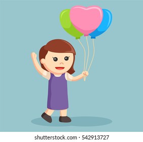 little girl with heart shaped balloons