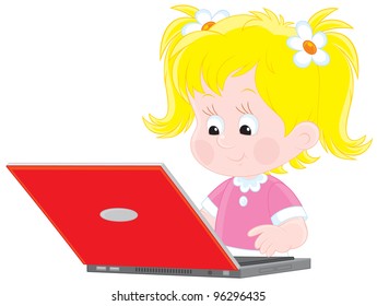 little girl with her laptop computer
