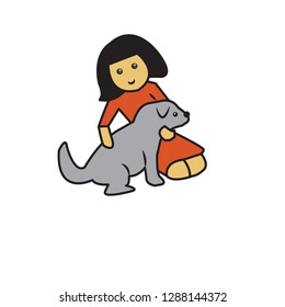 Little Girl and Her Lovely Pet