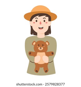 Little Girl and her tedy bear doll
