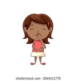 Niña que esconde la risa, ilustración vectorial