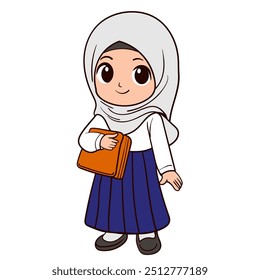 Little Girl in Hijab Holding a Book