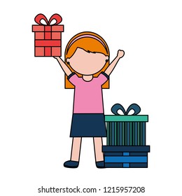 little girl holding birthday gift