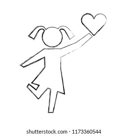 little girl holding heart pictogram image