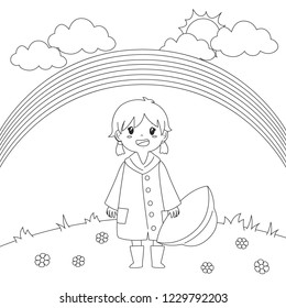 7100 Top Coloring Pages Girl With Umbrella  Images