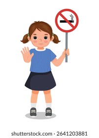 Little girl holding no smoking sign board