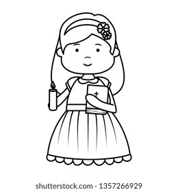 little girl with holy bible first communion character