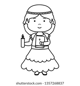 little girl with holy bible first communion character
