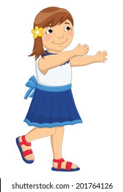 Little Girl Huge Vector Illustration