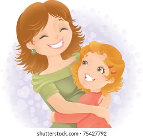 Little girl hugging her mother. Great for Mother's day.