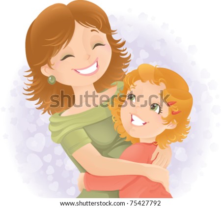 Download Little Girl Hugging Her Mother Great Stock Vector (Royalty ...