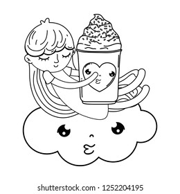 little girl with ice cream kawaii character