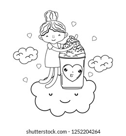 little girl with ice cream kawaii character