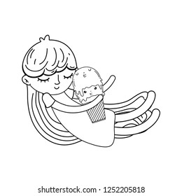 little girl with ice cream kawaii character