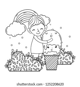 little girl with ice cream kawaii character