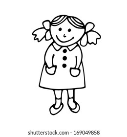 Little girl icon.Hand drawing.