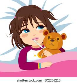 21,152 Sick girl with thermometer Images, Stock Photos & Vectors ...