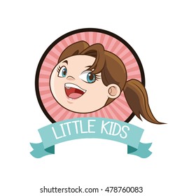 little girl inside seal stamp design
