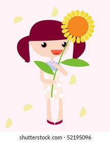 Little girl just found a cute little flower