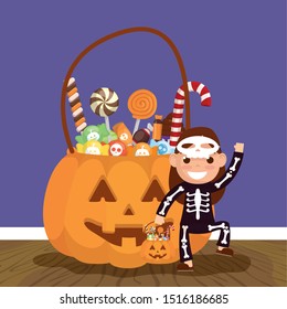 little girl with katrina disguise character vector illustration design
