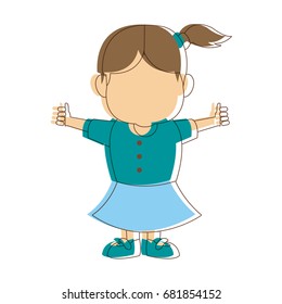 little girl kid character standing people