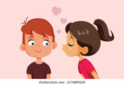 47 Little Girl Kissing Boy On Cheek Stock Vectors, Images & Vector Art |  Shutterstock
