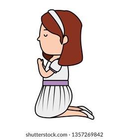 little girl kneeling first communion character