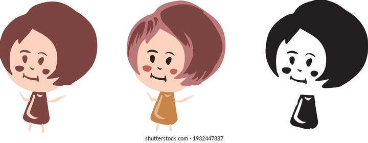 little girl lady vector graphic illustration. cartoon style caricature art work.  