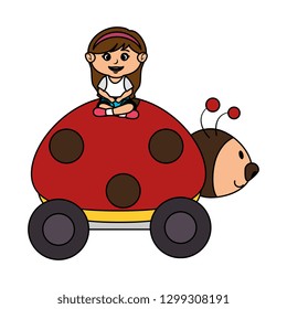 little girl with ladybug toy