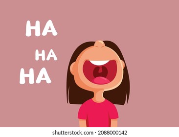 
Little Girl Laughing Loud Vector Cartoon Illustration. Cute child feeling amused by entertaining joke
