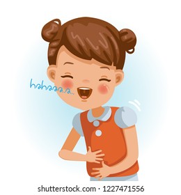 Little girl laughing and out loud. girl portrait of a happy children smiling on white background. Emotions and gestures of the cartoon character of the child. Vector illustrations isolated.